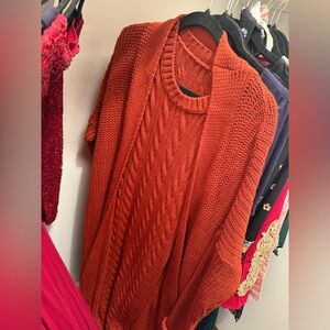 Sweater dress with cardigan